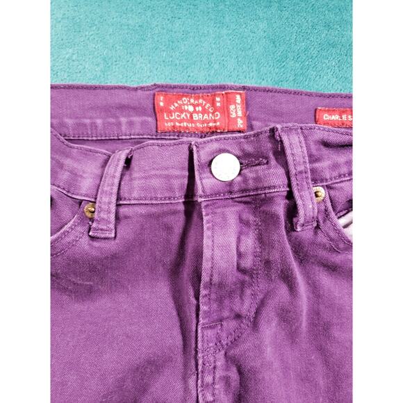 Lucky Brand Jeans Size 6 Womens Purple Stretch Pants Mid Rise Charlie Skinny - Picture 7 of 14